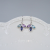 Sterling Silver Leafy Blue Topaz, Iolite and Purple Amethyst Earrings