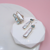 Exclusive Sterling Silver Blue Topaz Long Pearl Earrings and Ring Set