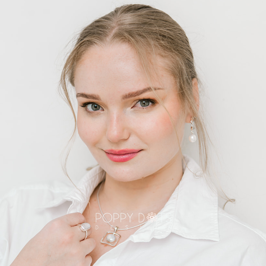 Sterling Silver Double Blue Topaz and Pearl Stud Earrings