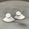 Sterling Silver Brushed and Hammered Fan Studs