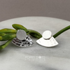 Sterling Silver Brushed and Hammered Fan Studs