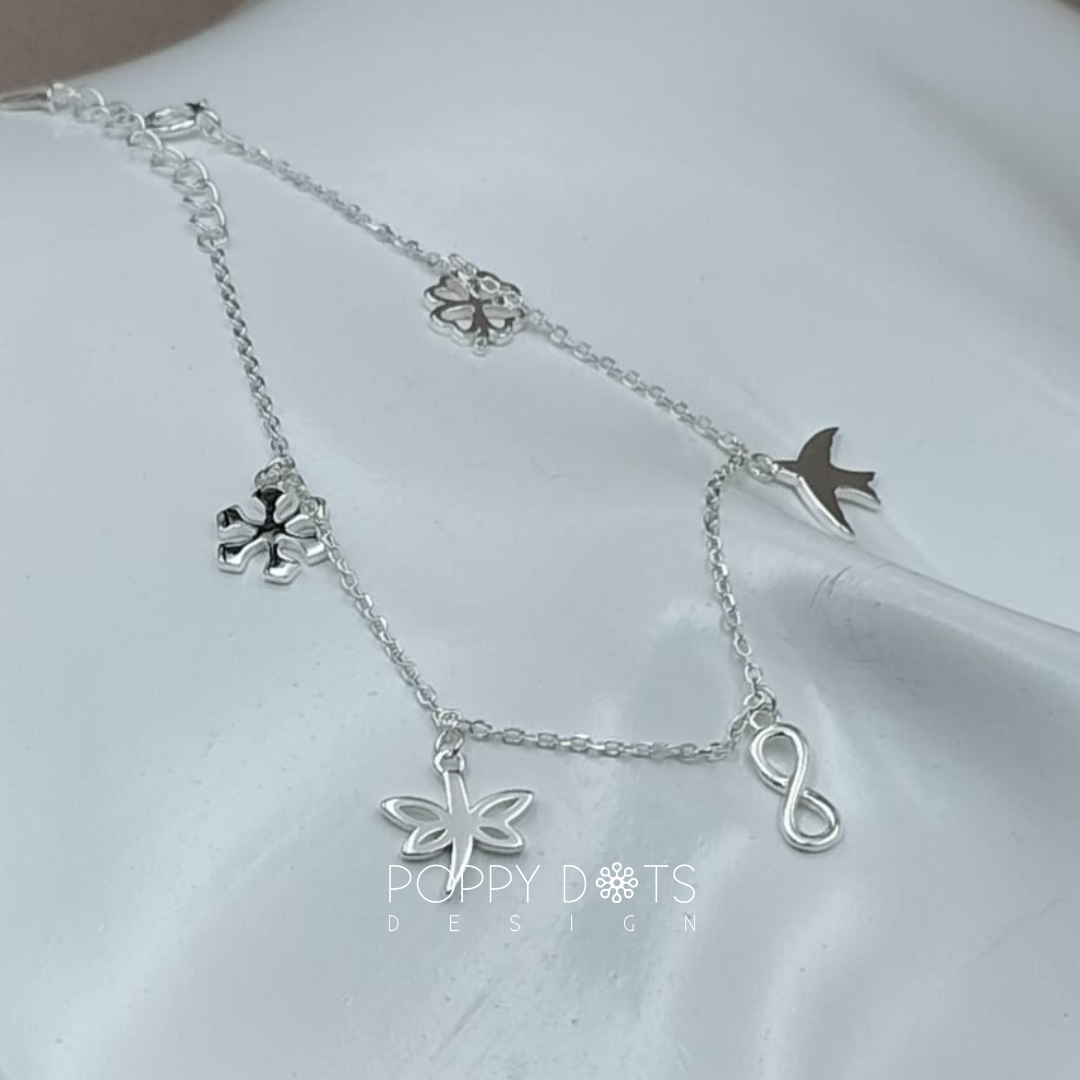 Sterling Silver Dainty Charm Bracelet
