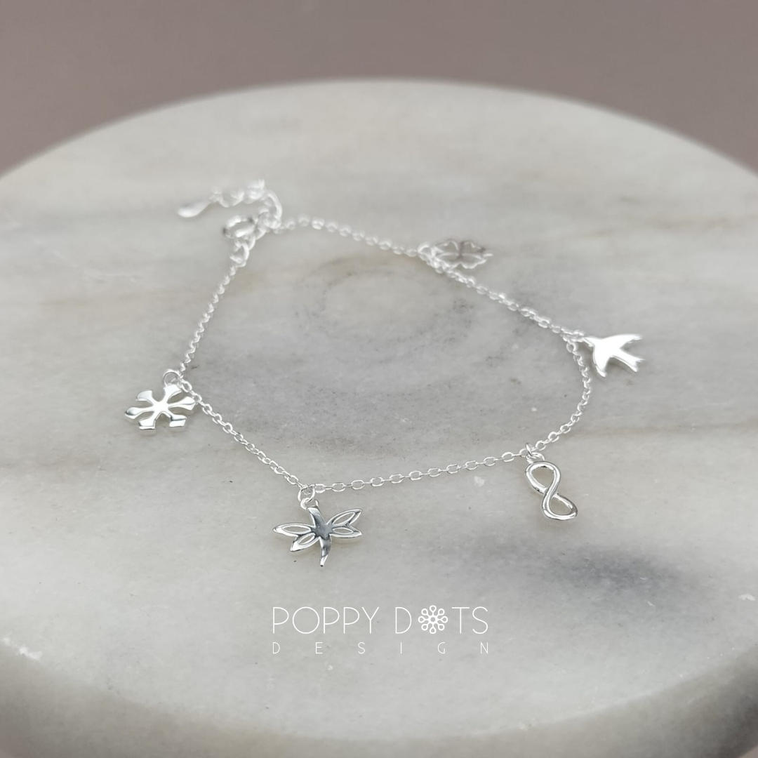 Sterling Silver Dainty Charm Bracelet