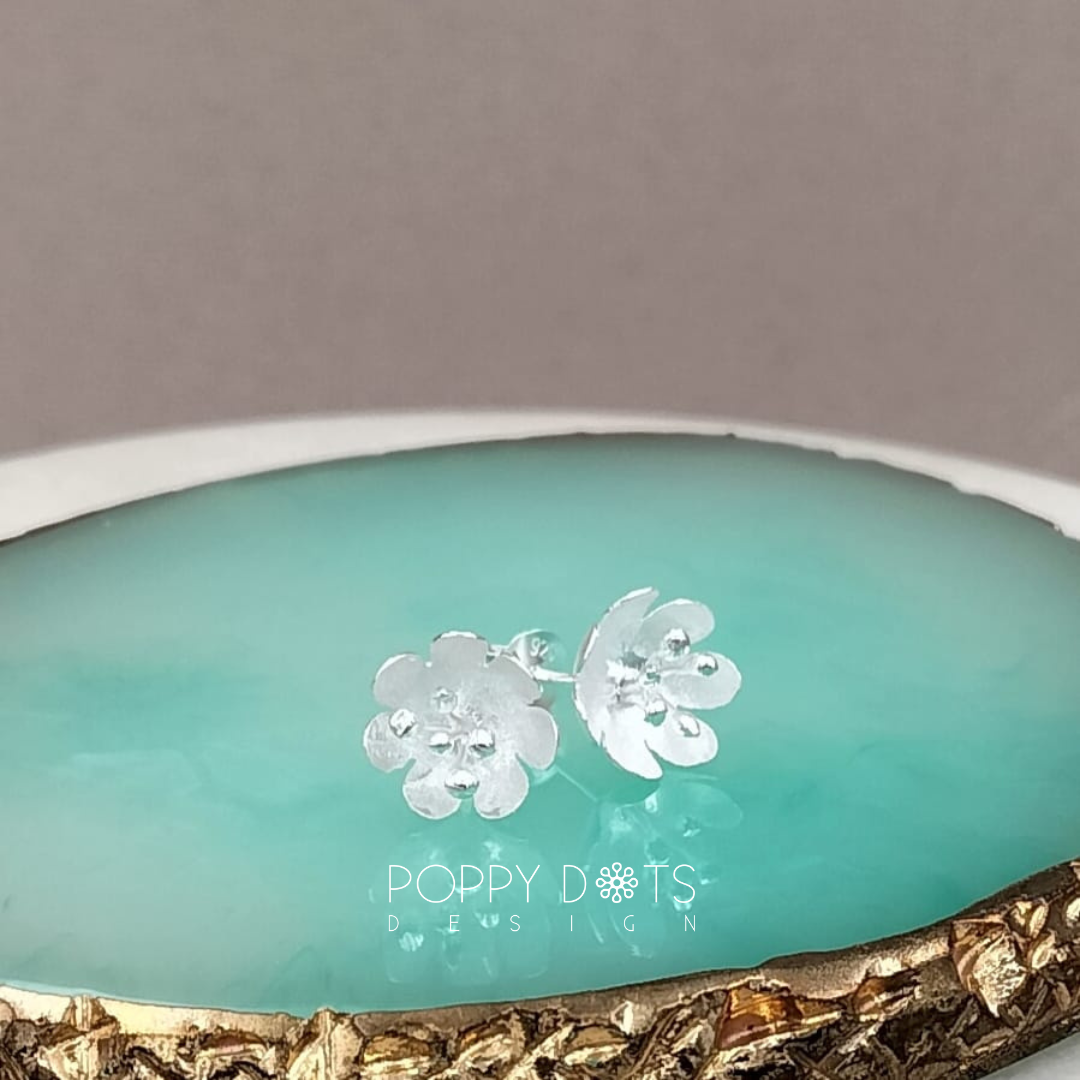 Sterling Silver Cherry Blossom Studs