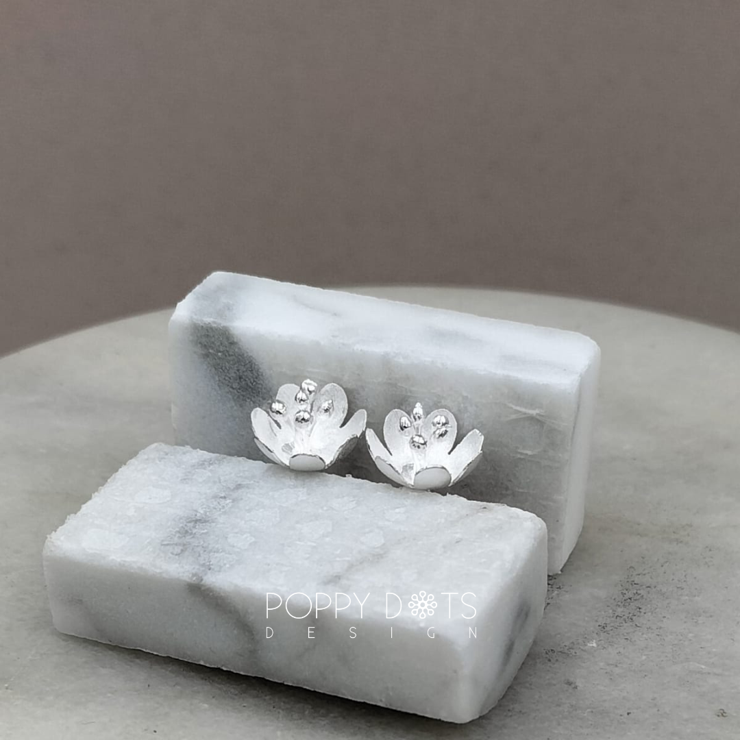 Sterling Silver Cherry Blossom Studs