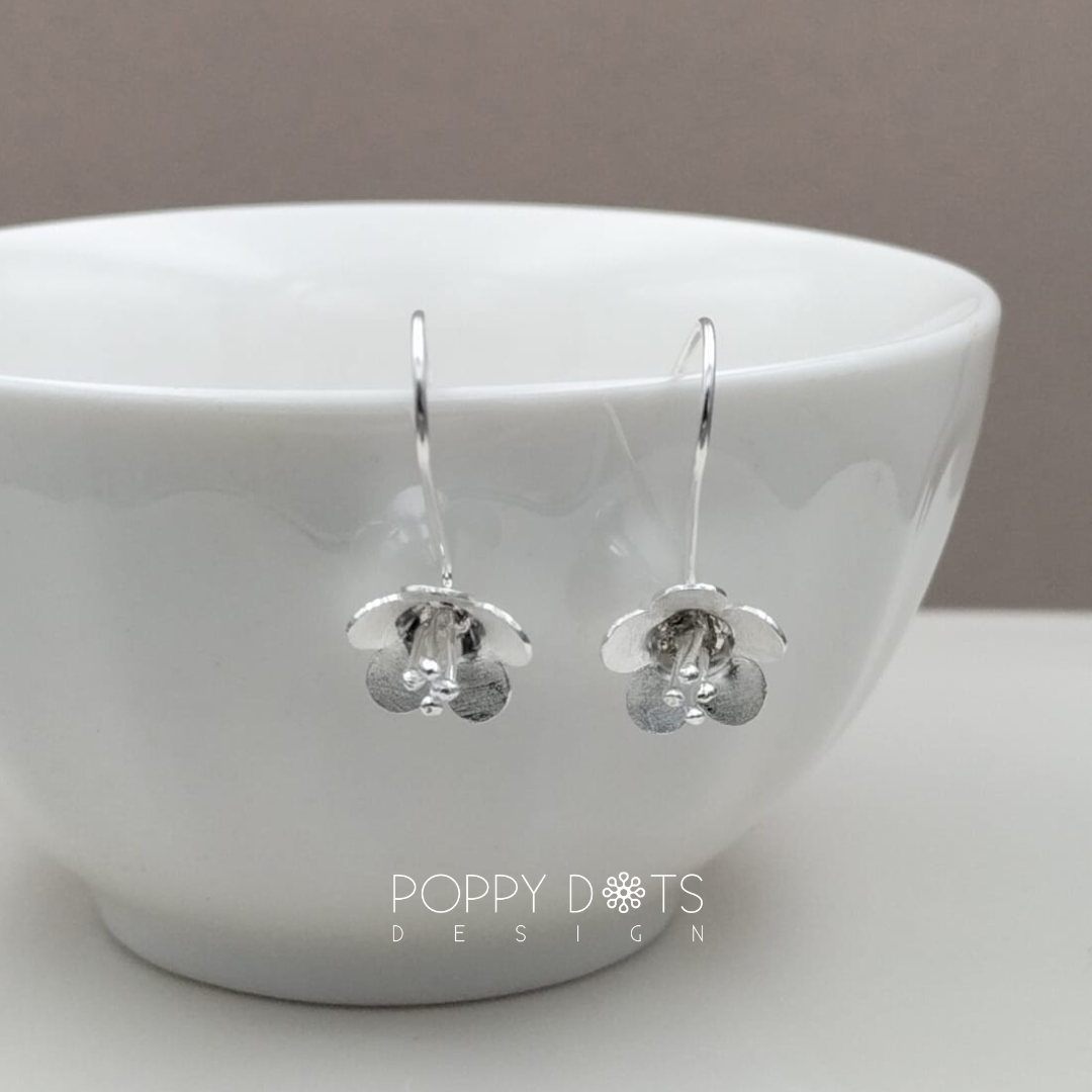 Bottled Up Designs Handmade Vintage White Leverback Botanicals Earrings, Sterling Silver, Eco Friendly, Made in USA, Birthday Gifts, Mothers Day, Women, Anniversary (Black Depression Glass)