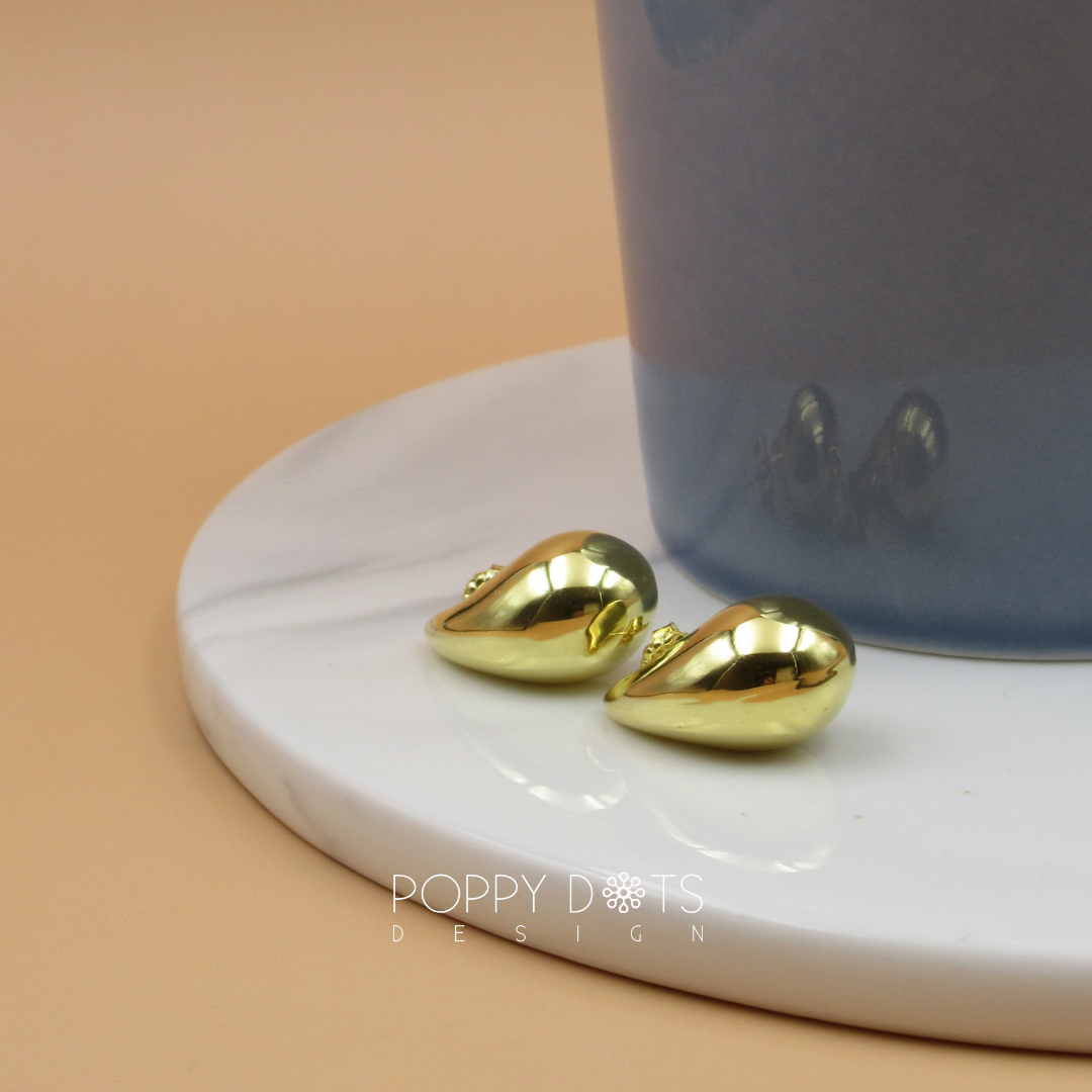 Sterling Silver Gold Plated Chunky Teardrop Studs