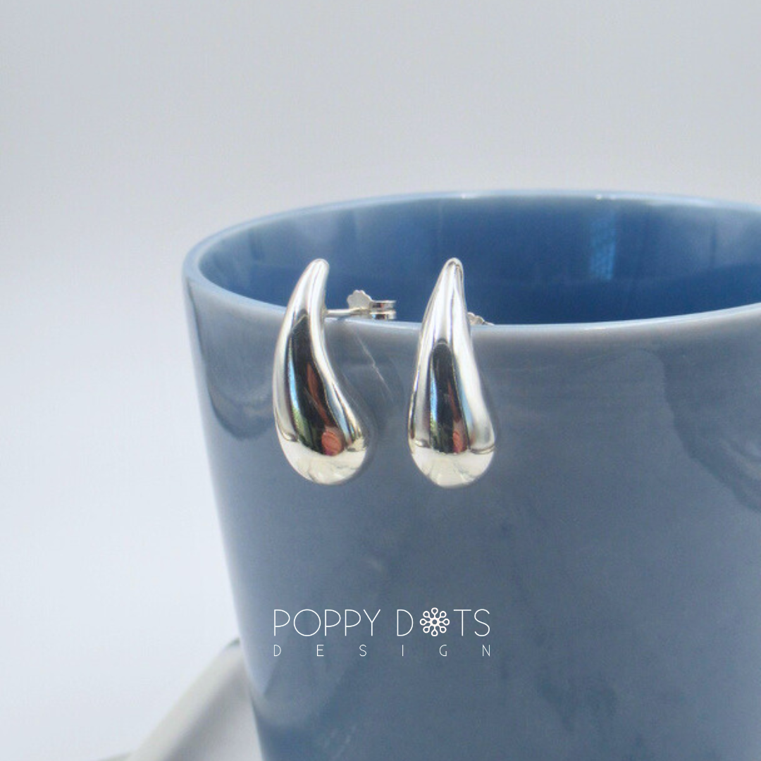Sterling Silver Chunky Teardrop Studs