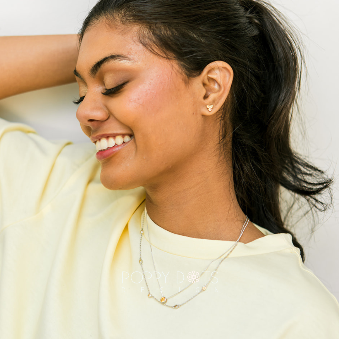 Sterling Silver Quintet Citrine Quartz Necklace