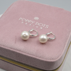 Sterling Silver Classic Pearl Drop Huggie Hoop Earrings