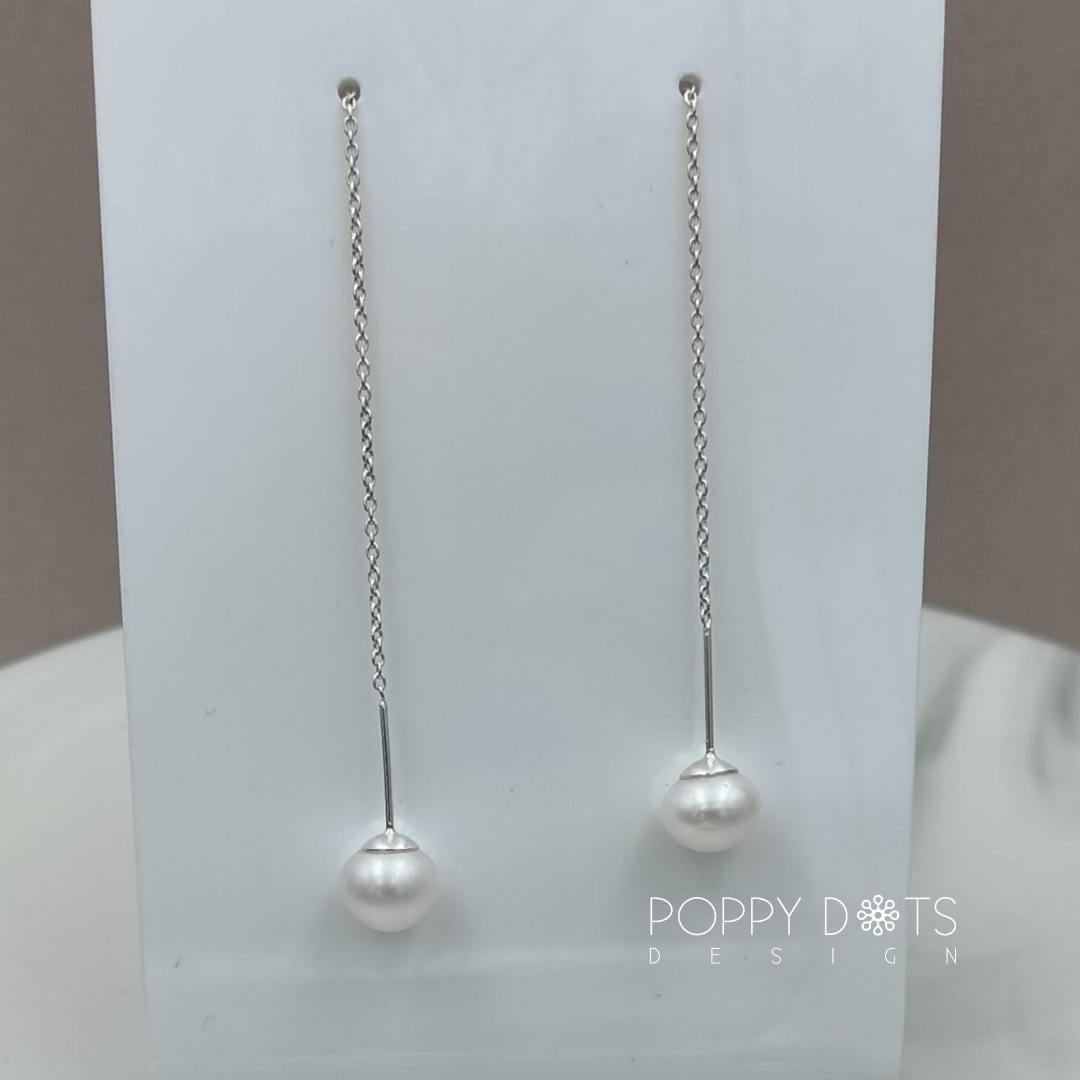 Sterling Silver Classic Pearl Threader Earrings
