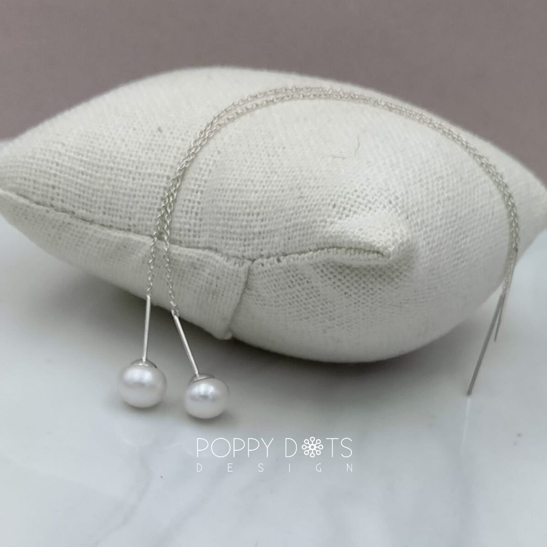 Sterling Silver Classic Pearl Threader Earrings