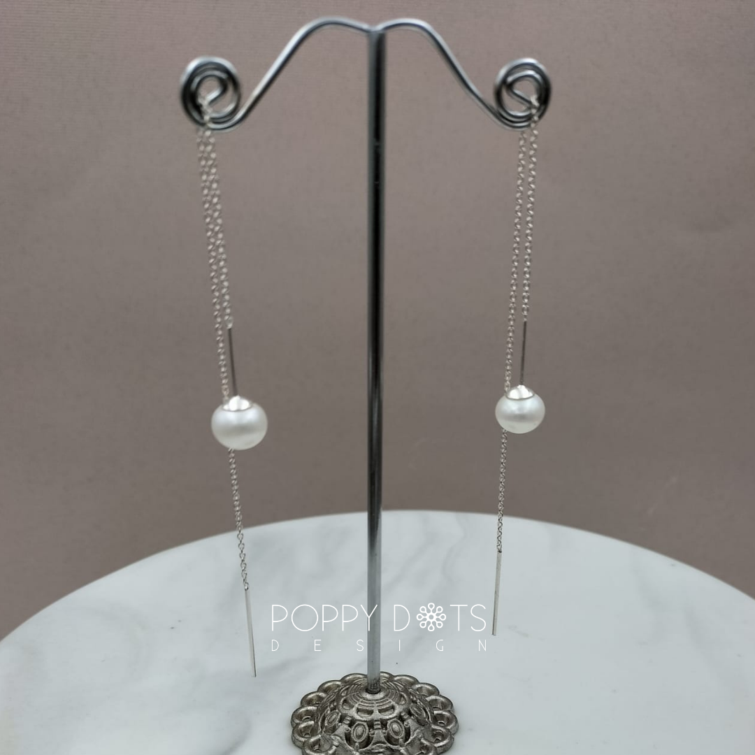 Sterling Silver Classic Pearl Threader Earrings