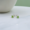 Sterling Silver Claw Set Square Peridot Studs