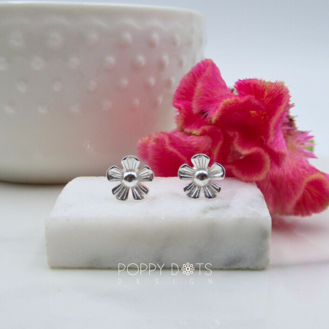 Sterling Silver Cosmos Flower Studs