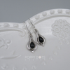 Sterling Silver Fancy Black Onyx Teardrop Earrings