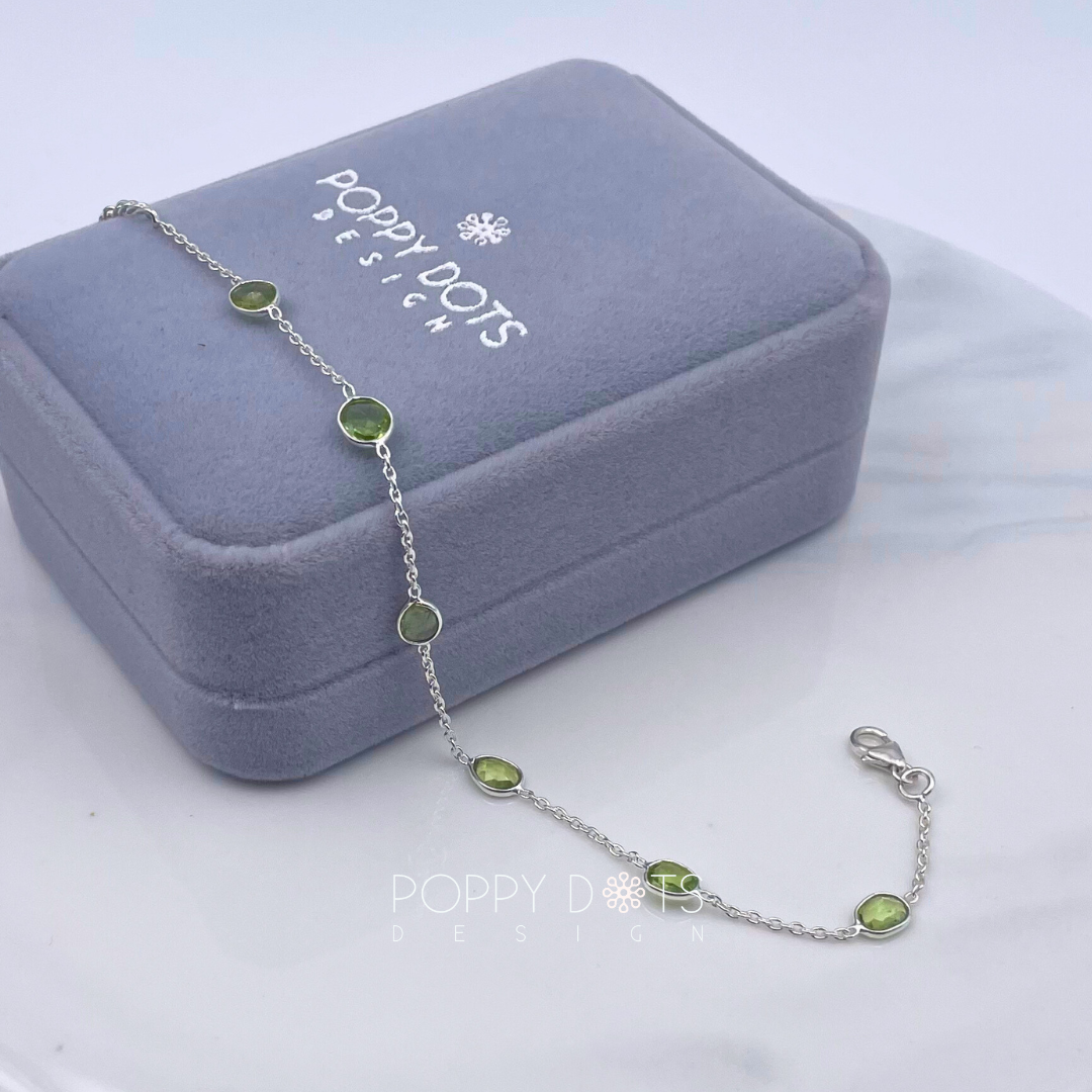 Sterling Silver Dainty Peridot Bracelet
