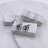 Sterling Silver Dainty Purple Amethyst Drop Earrings