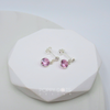 Sterling Silver Pink Round Zirconia Dangling Studs