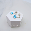 Sterling Silver Blue Round Zirconia Dangling Studs