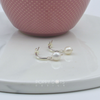 Sterling Silver Dangling Half Hoop Pearl Stud Earrings