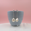 Sterling Silver Long Dangling Pearl Studs