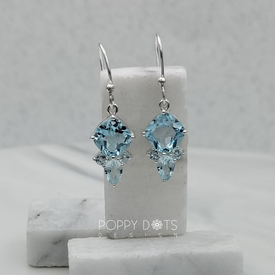 Sterling Silver Dazzle Me Blue Topaz Earrings