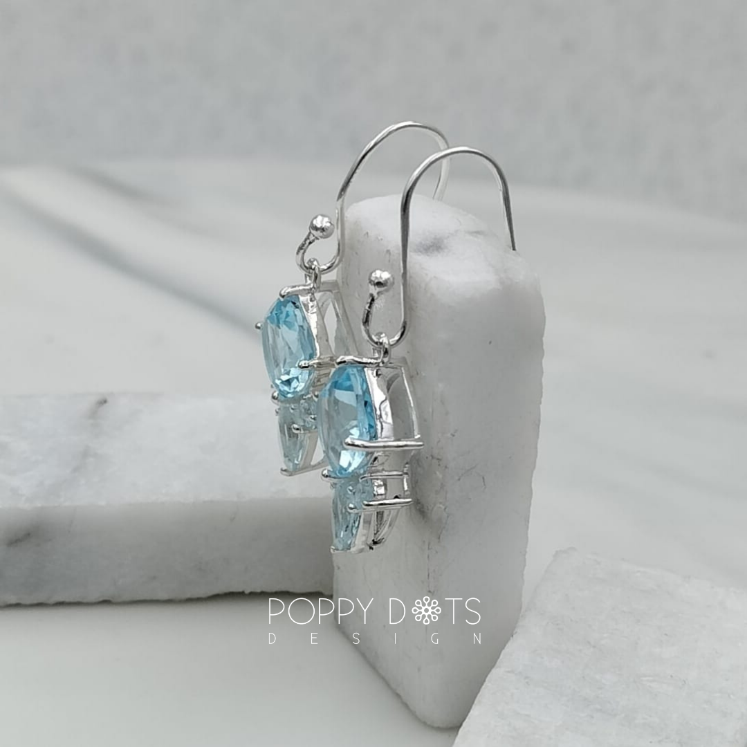 Sterling Silver Dazzle Me Blue Topaz Earrings