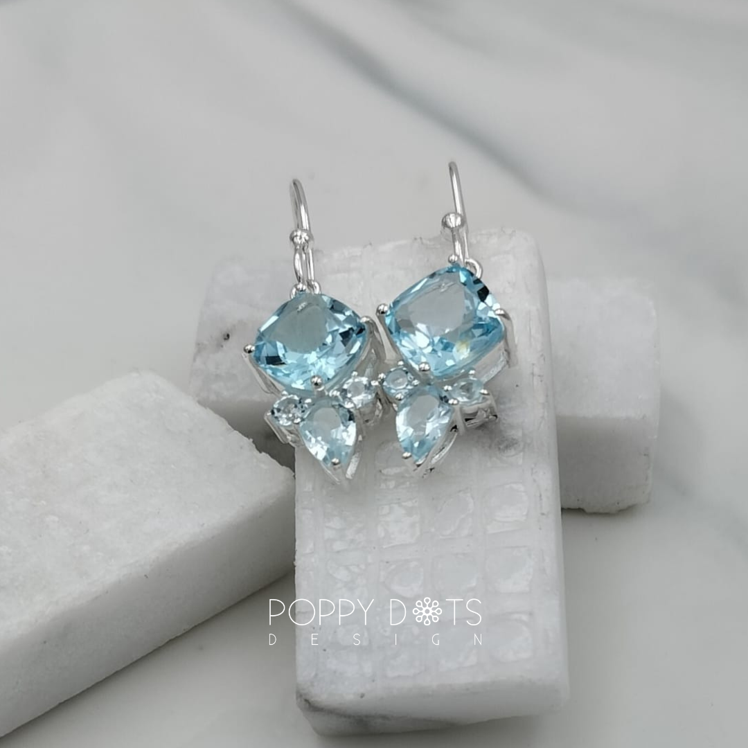 Sterling Silver Dazzle Me Blue Topaz Earrings