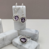 Load image into Gallery viewer, Sterling Silver Dottie Oval Purple Amethyst Earrings