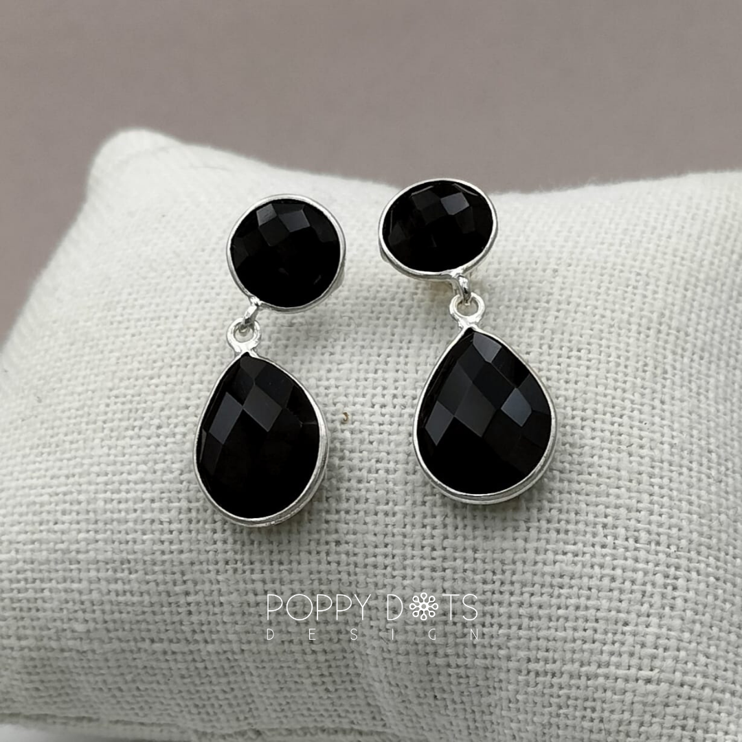 Sterling Silver Black Onyx Double Studs