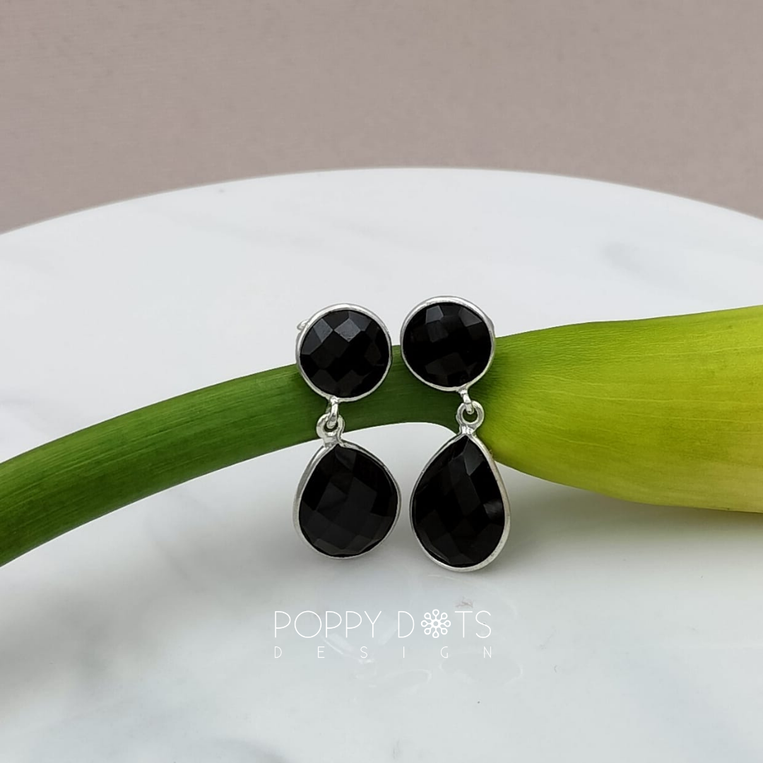 Sterling Silver Black Onyx Double Studs