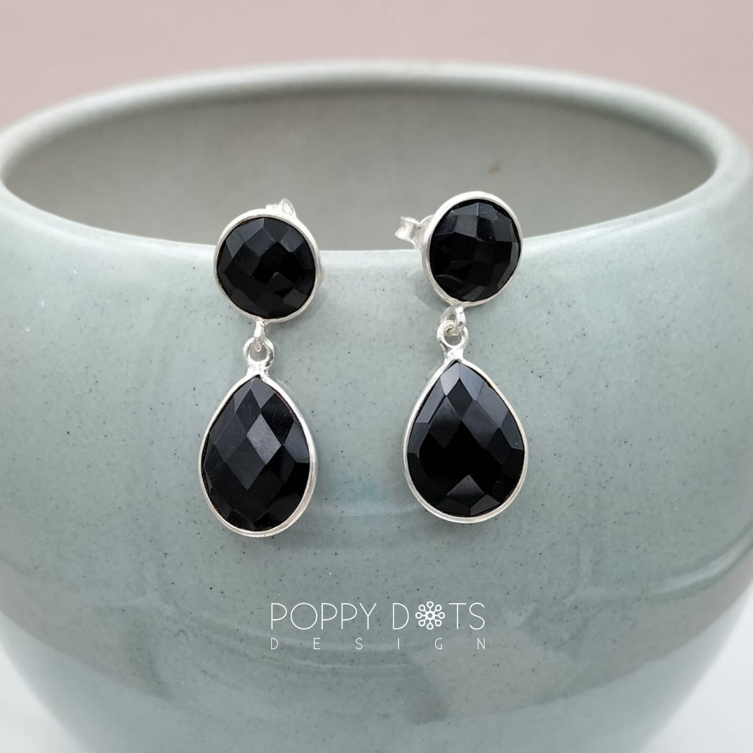 Sterling Silver Black Onyx Double Studs