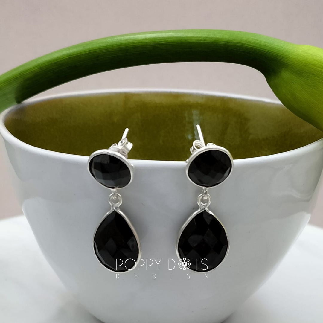 Sterling Silver Black Onyx Double Studs