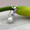 Sterling Silver Pearl and Double Purple Amethyst Pendant