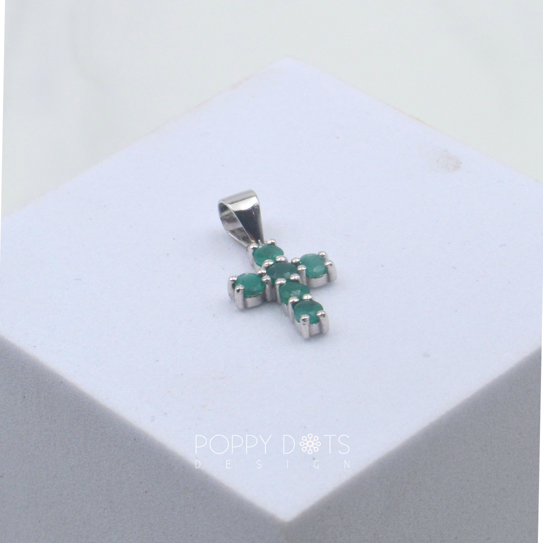 Sterling Silver Emerald Cross Pendant