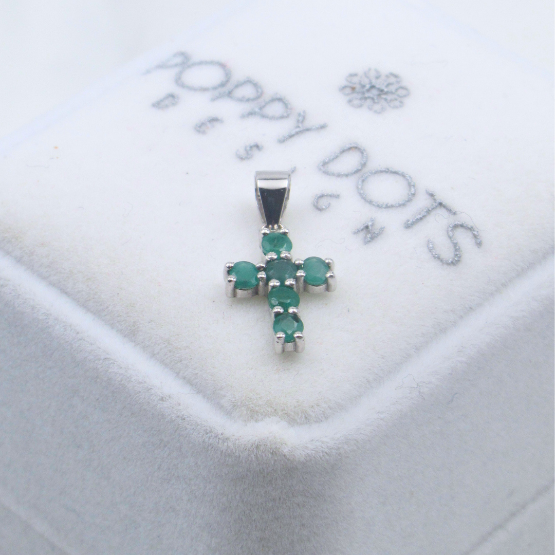 Sterling Silver Emerald Cross Pendant