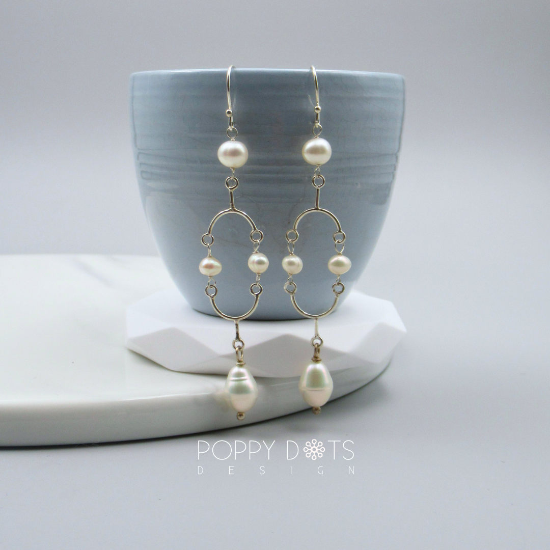 Sterling Silver Freshwater Pearl Cascade Earrings