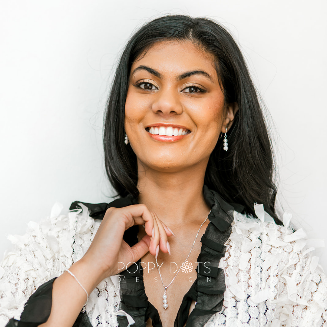 Sterling Silver Triple Stacked Pearl Drop Earrings