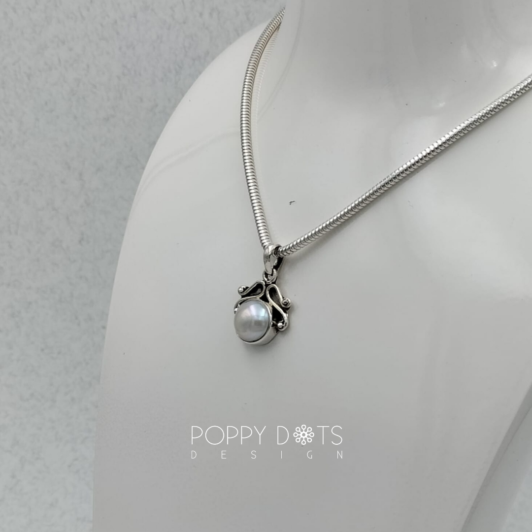 Sterling Silver Frilly Pearl Pendant