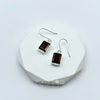 Sterling Silver Rectangular Garnet Earrings