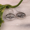 Sterling Silver Ginkgo Circle Earrings