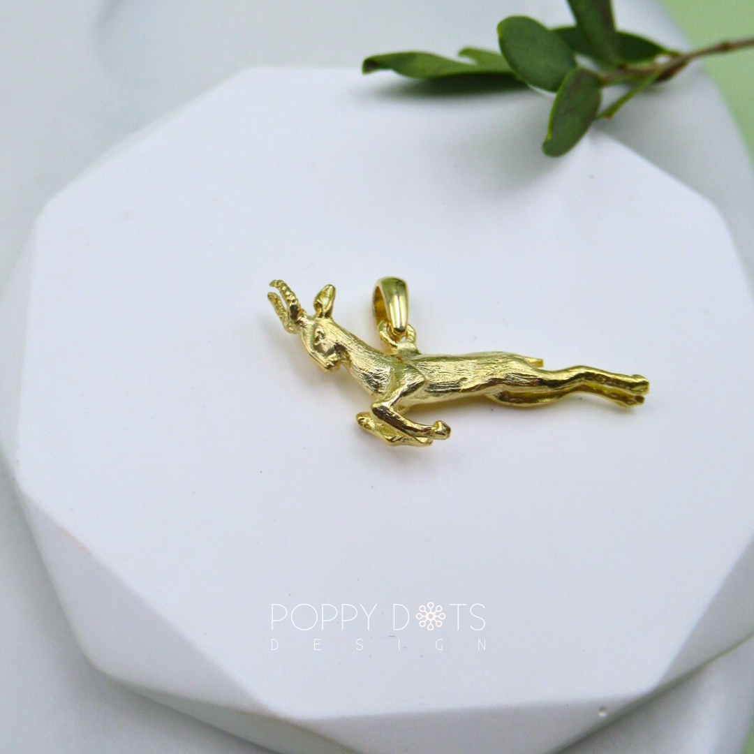 Sterling Silver Gold Plated Springbok Pendant