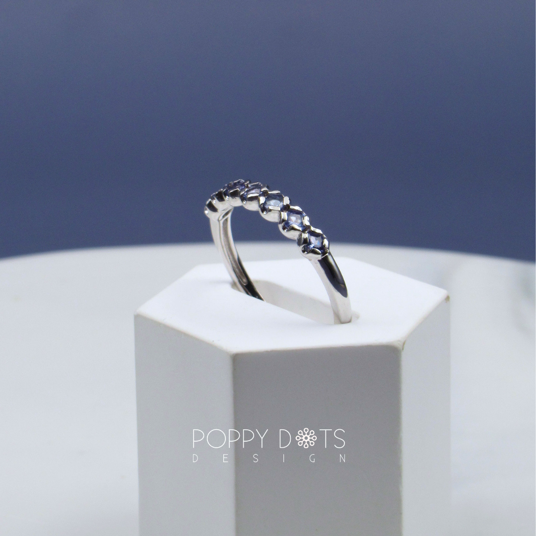 Sterling Silver Half Eternity Tanzanite Ring