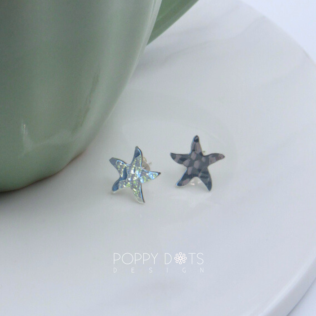Sterling Silver Hammered Starfish Studs