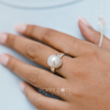 Luxurious Sterling Silver Hammered Band Pearl Ring