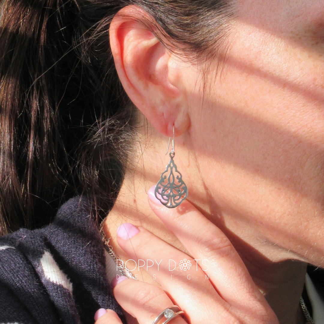 Sterling Silver Lace Teardrop Earrings