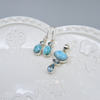 Luxurious Sterling Silver Larimar and Blue Topaz Earring and Pendant Set