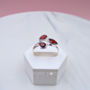 Sterling Silver Leafy Garnet Ring