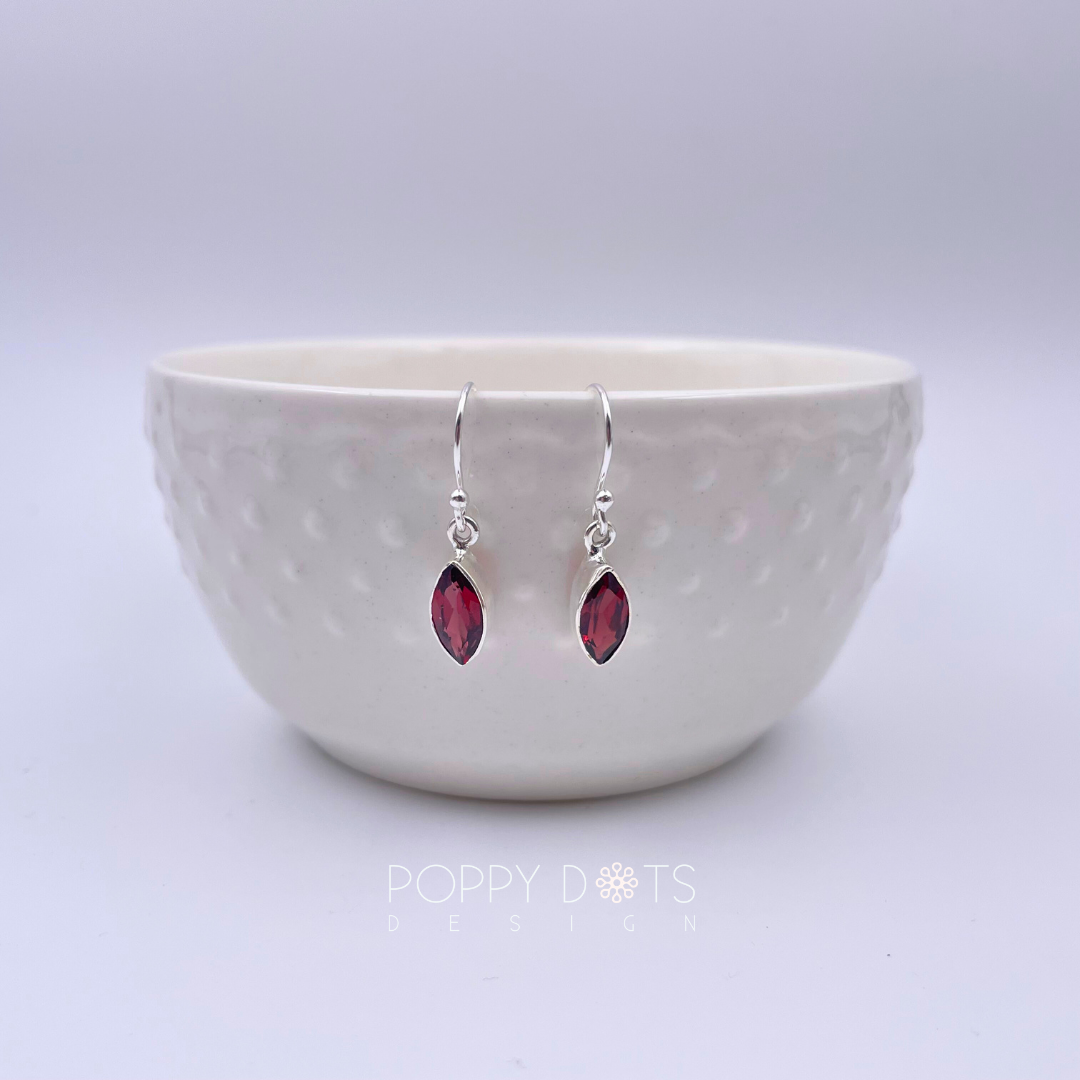 Sterling Silver Garnet Marquise Earrings